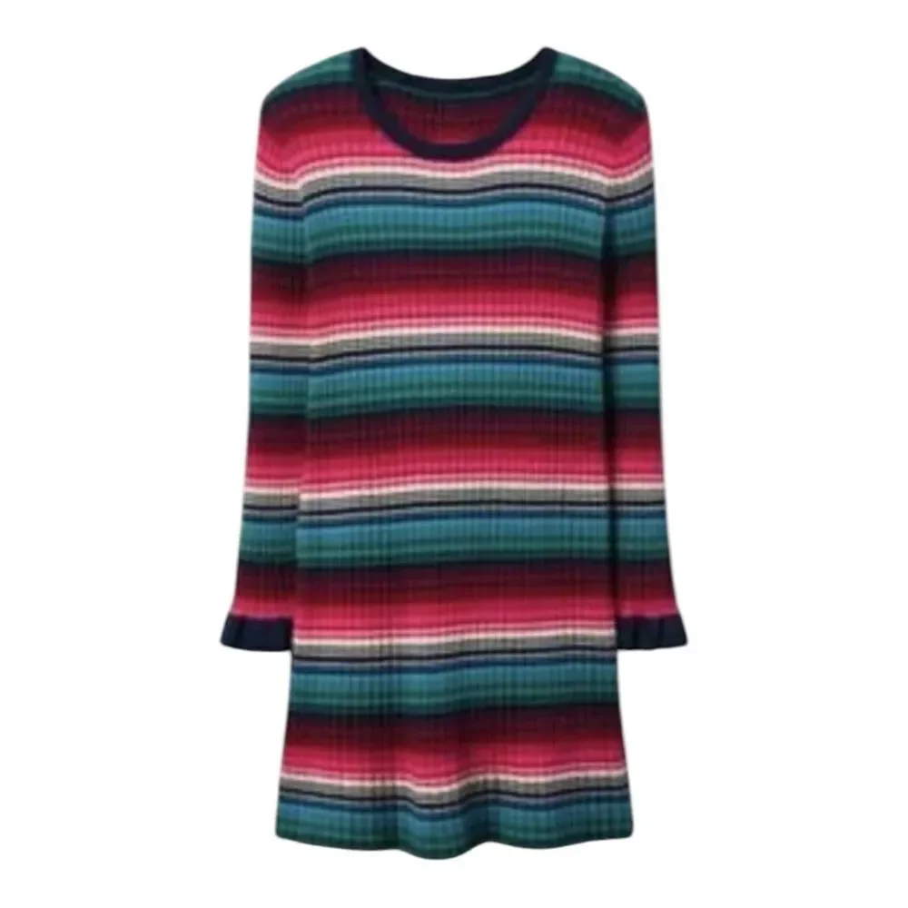 Gymboree Girls Multicolor Striped Dress Sparkle Long Sleeve Small NWT